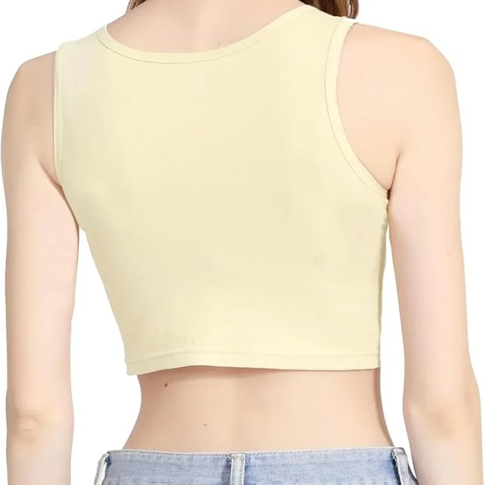 KKP Soft Yellow Crop Top Tank Top  NEW!!! - Picture 3 of 11